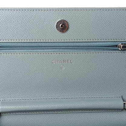 Chanel Caviar Quilted Wallet On Chain WOC Light Blue 6 of 12