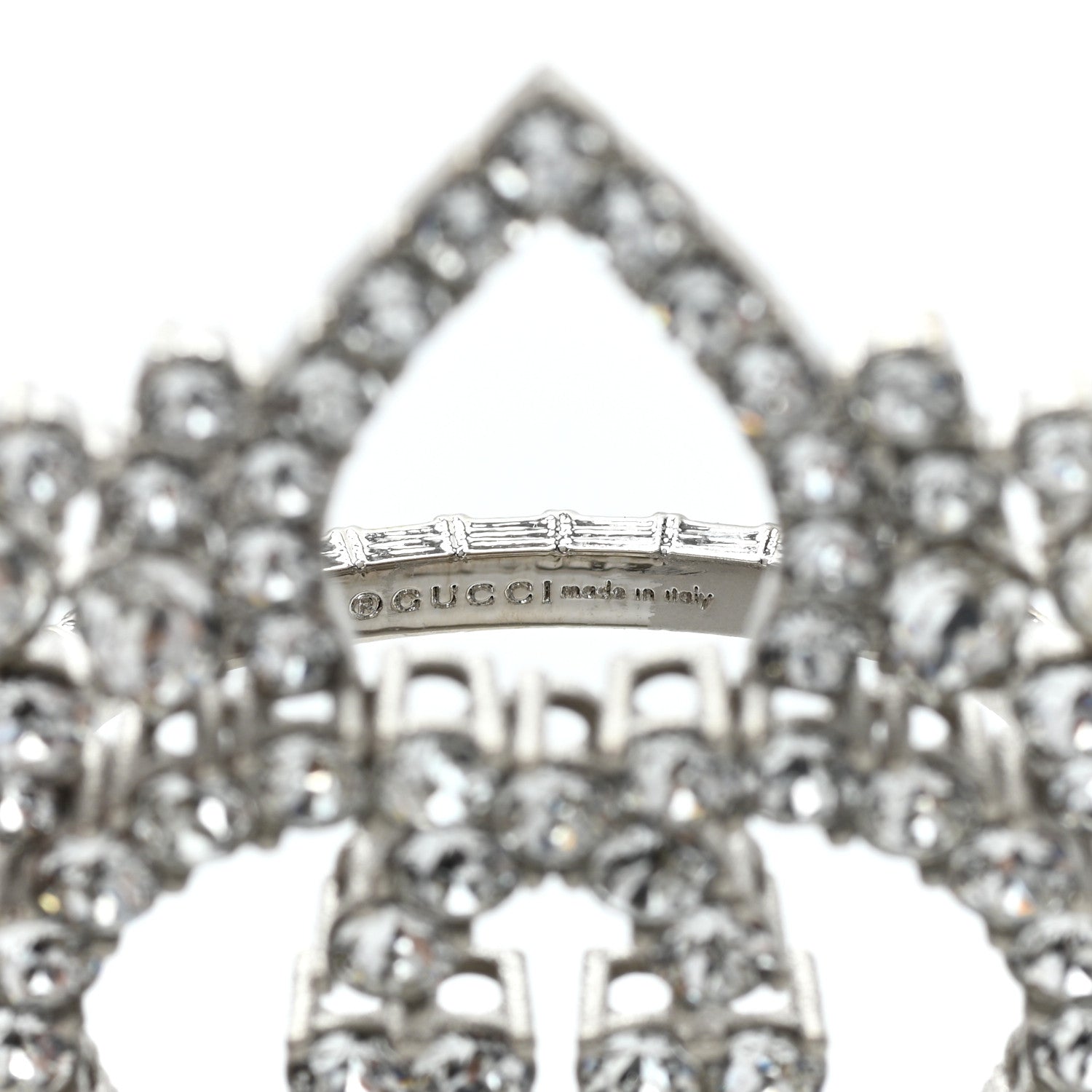 Gucci Metal Crystal Interlocking G Flower Ring S Silver 4 of 6