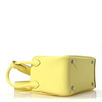 Hermes Taurillon Clemence Mini Lindy 20 Limoncello 4 of 11