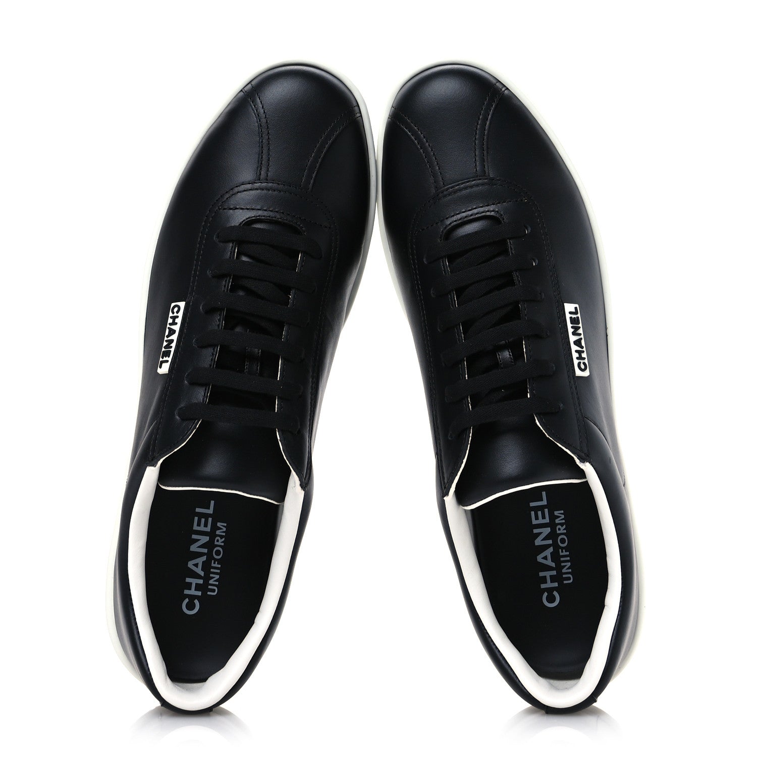 Chanel Calfskin CC Mens Sneakers 11.5 Black 2 of 8