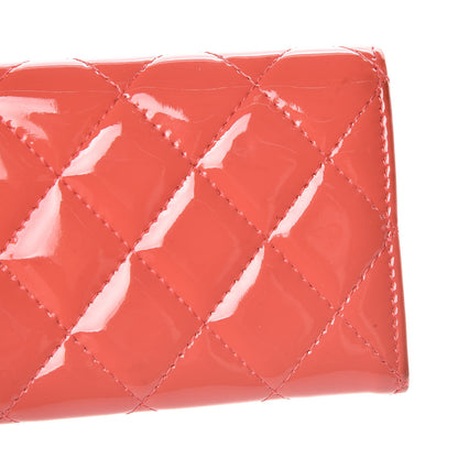 Chanel Patent Quilted Flap Card Holder Dark Pink 12 of 13