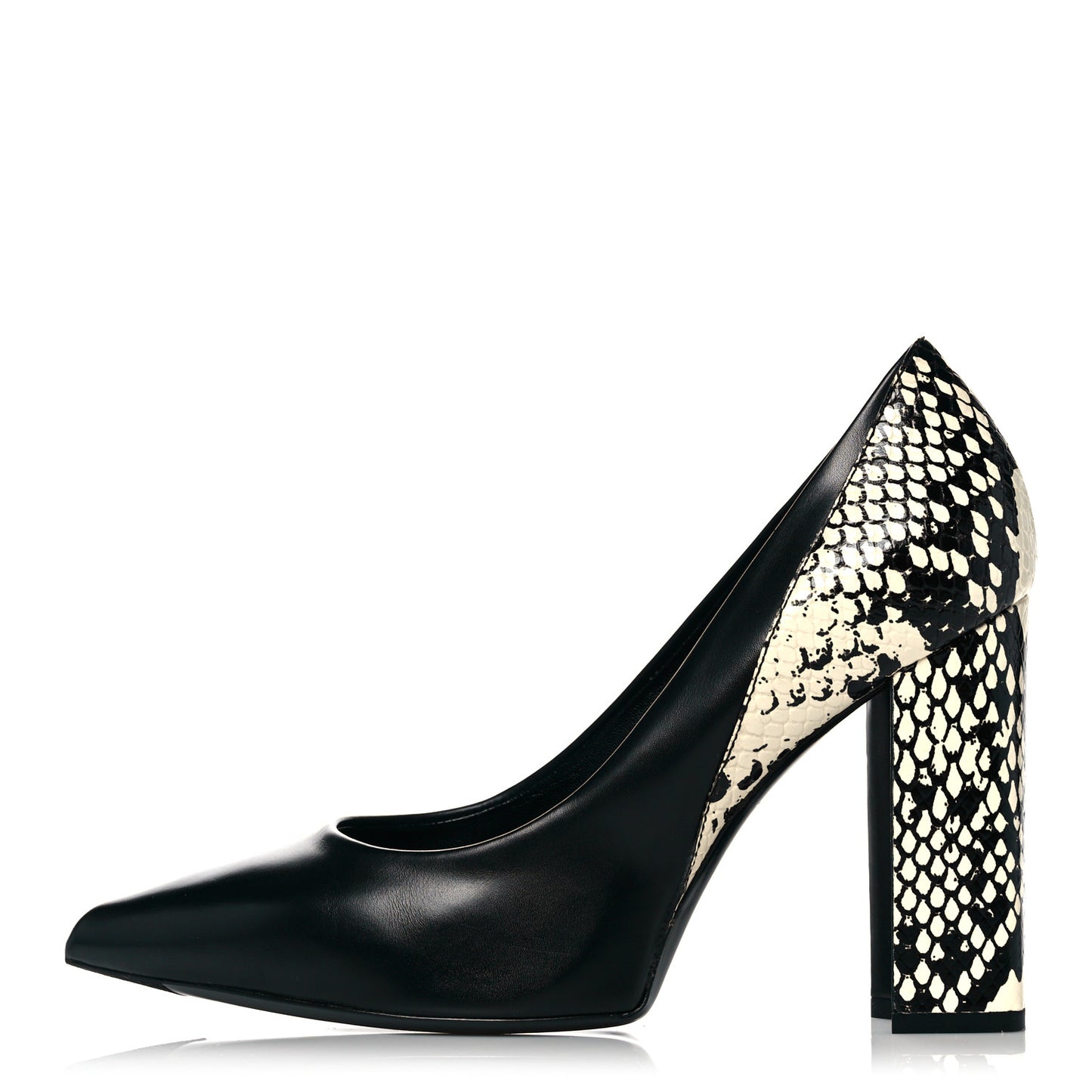 Calfskin Snakeskin Embossed Matchmake Pumps 38.5 Black White