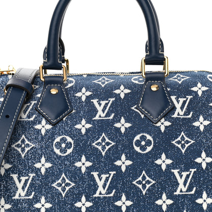 Louis Vuitton Monogram Jacquard Denim Speedy Bandouliere 25 Bleu 7 of 9