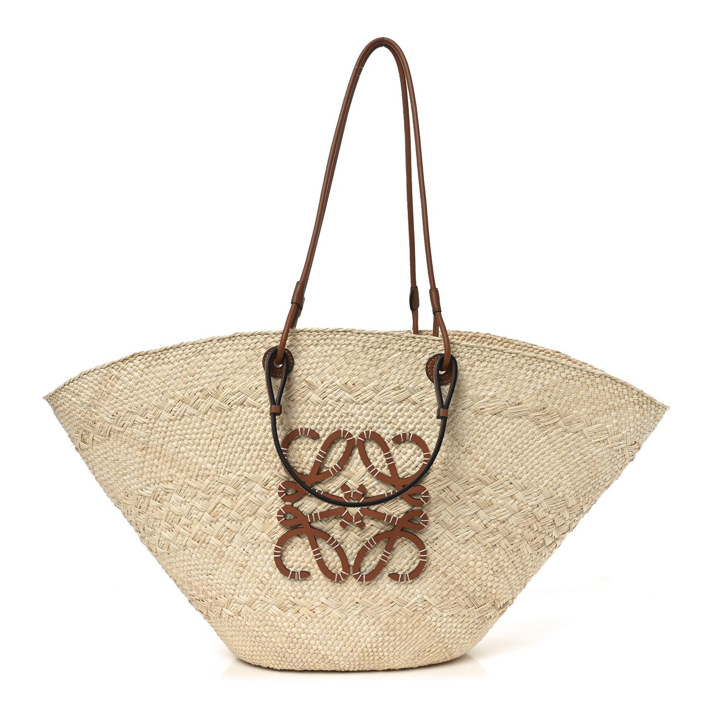 Iraca Palm Paulas Ibiza Large Anagram Basket Tote Bag Natural Tan