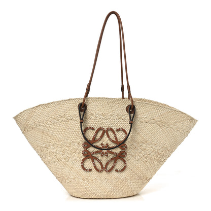 Loewe Iraca Palm Paulas Ibiza Large Anagram Basket Tote Bag Natural Tan 1 of 9