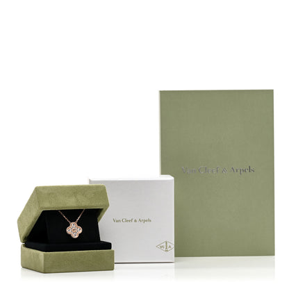 Van Cleef & Arpels 18K Rose Gold Diamond Vintage Alhambra Pendant Necklace 6 of 6