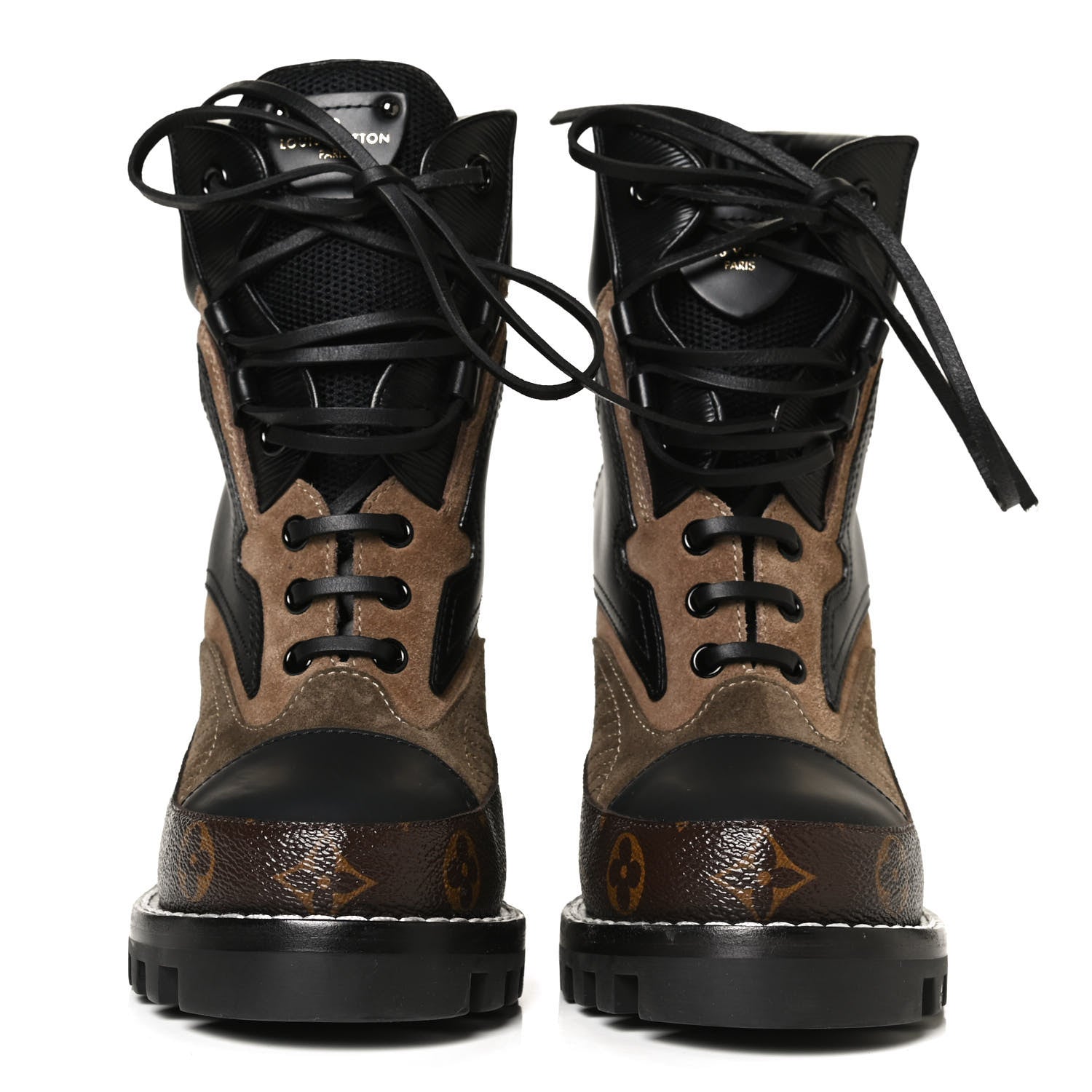 Louis Vuitton Suede Calfskin Monogram Star Trail Ankle Boots 38.5 Khaki 2 of 12