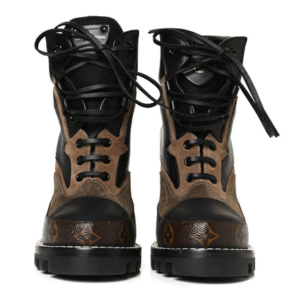 Louis Vuitton Suede Calfskin Monogram Star Trail Ankle Boots 38.5 Khaki 2 of 12