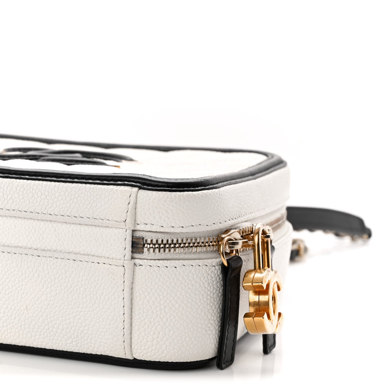 Chanel Caviar Quilted Medium CC Filigree Vanity Case White Black 10 of 11