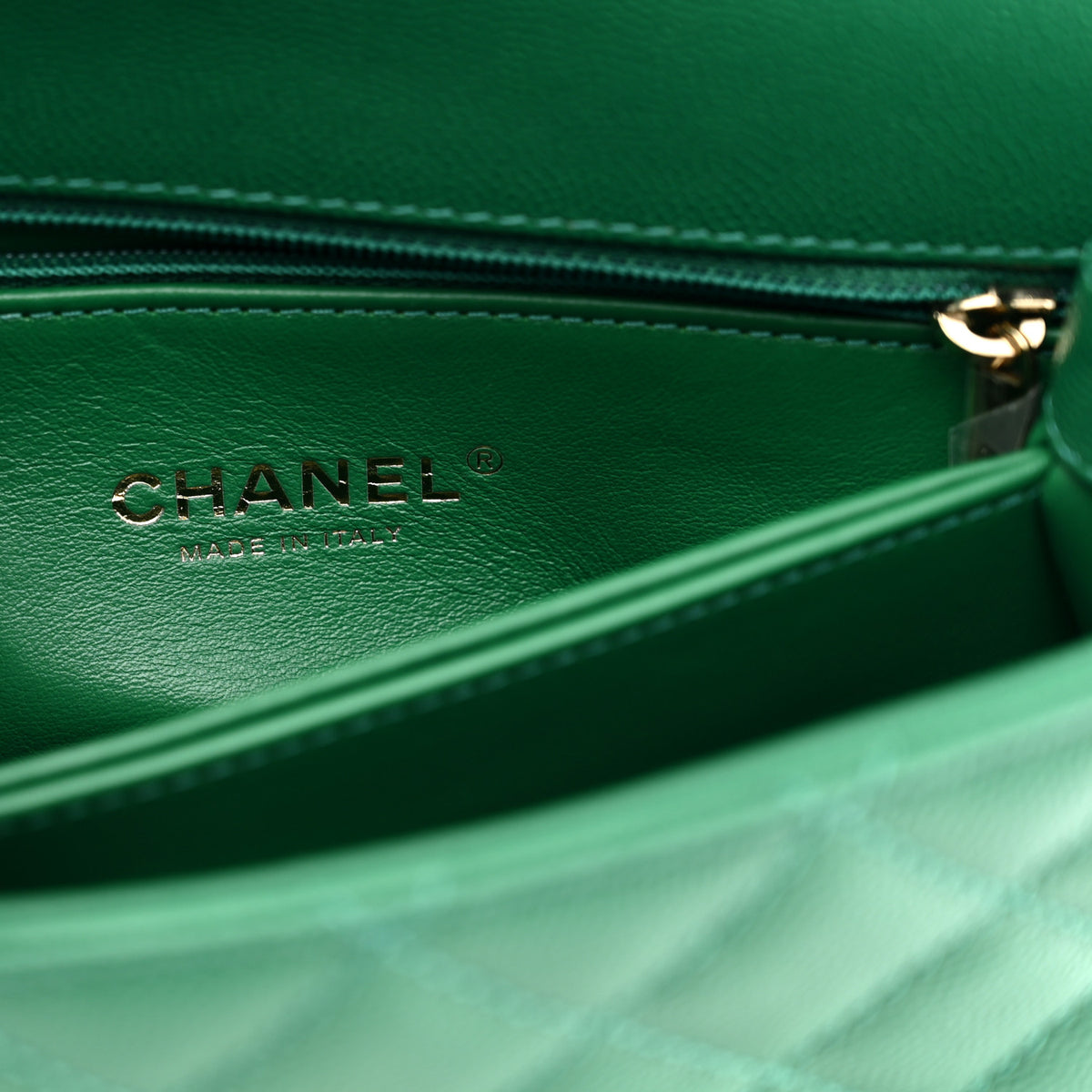 Caviar Quilted Mini Coco Handle Flap Green