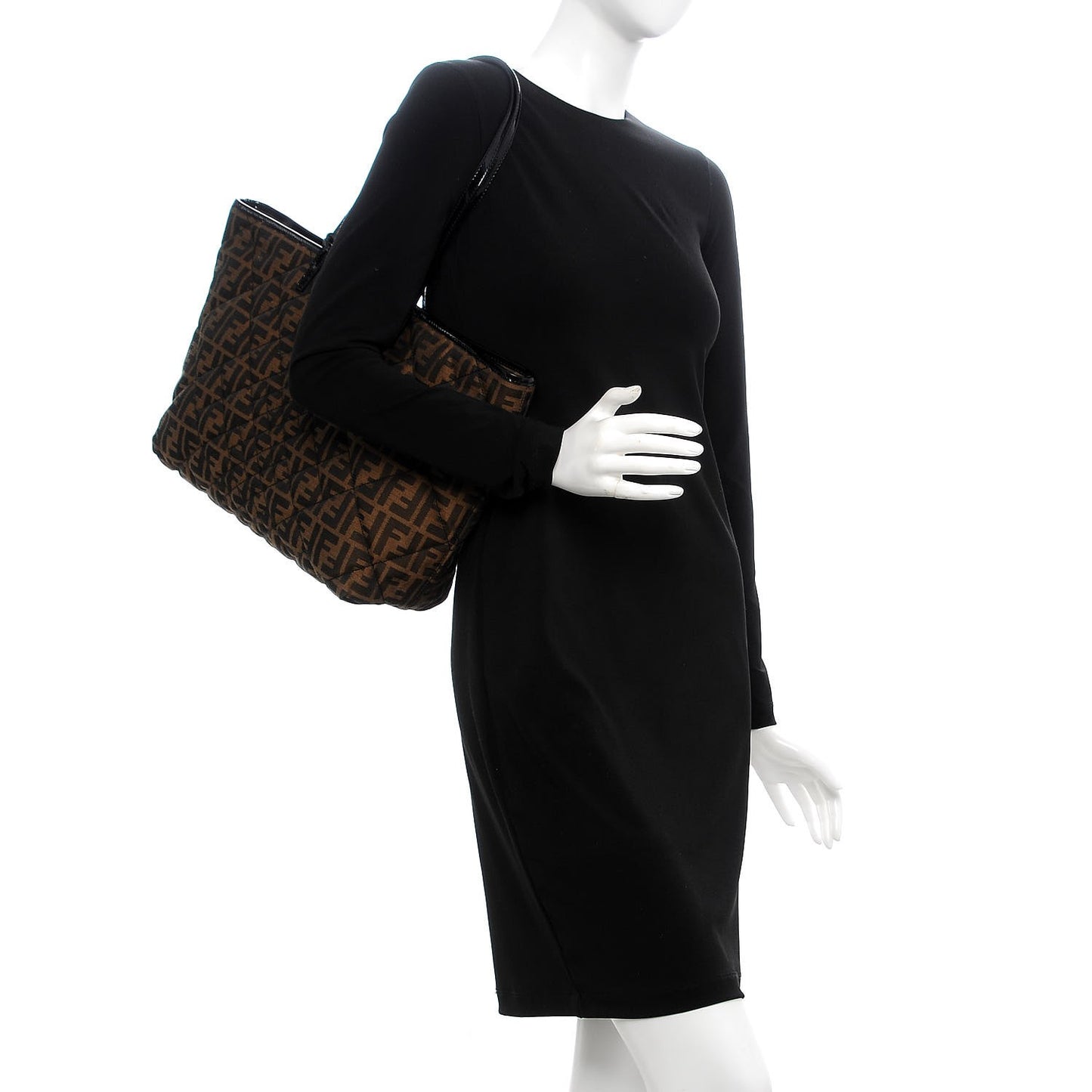 Zucca Quilted Medium Roll Tote Tobacco Black