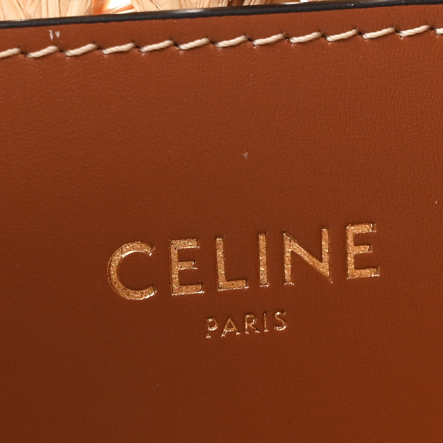 Celine Raffia Calfskin Triomphe Panier Hobo Bag Natural Tan 6 of 10