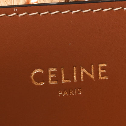 Celine Raffia Calfskin Triomphe Panier Hobo Bag Natural Tan 6 of 10