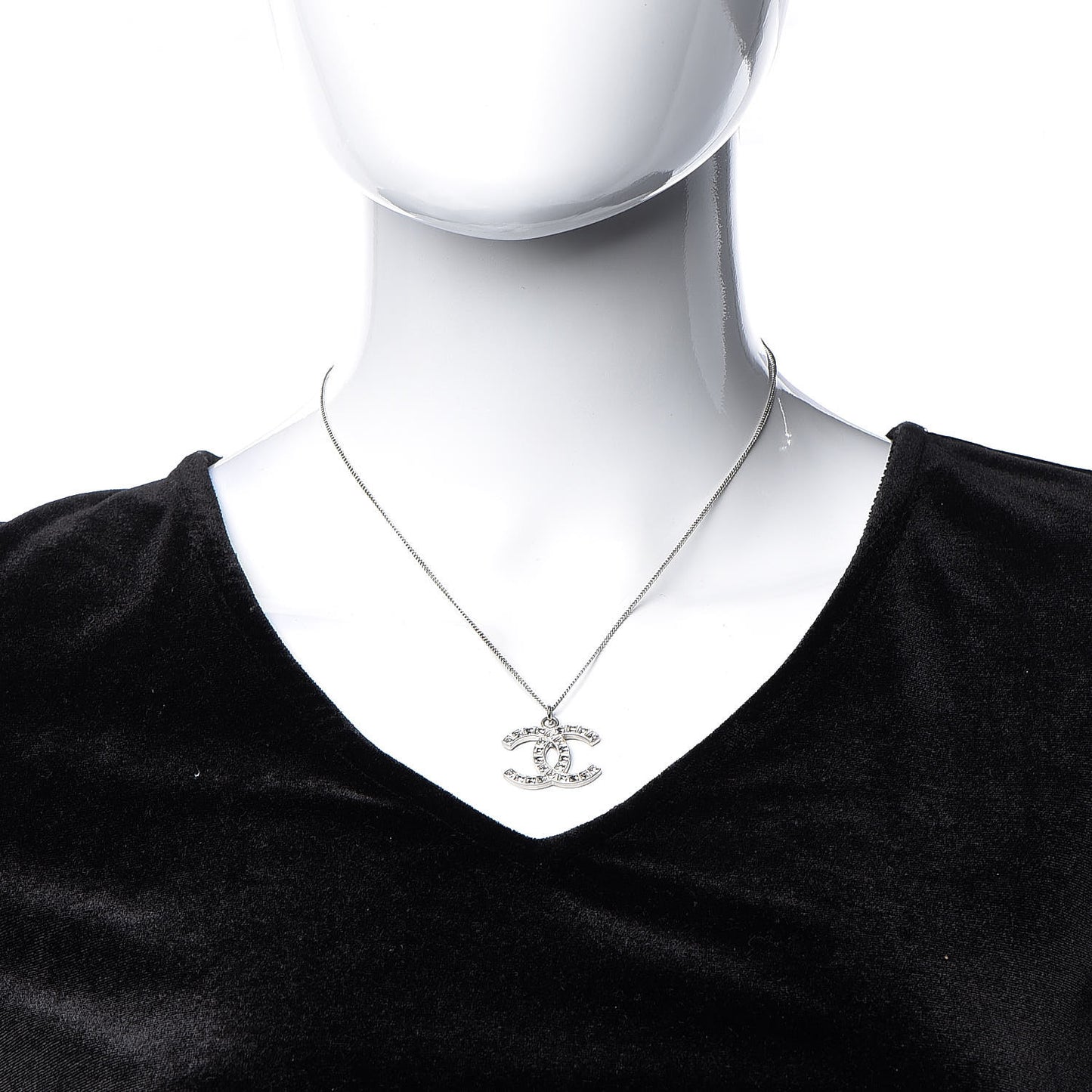 Baguette Crystal CC Necklace Silver