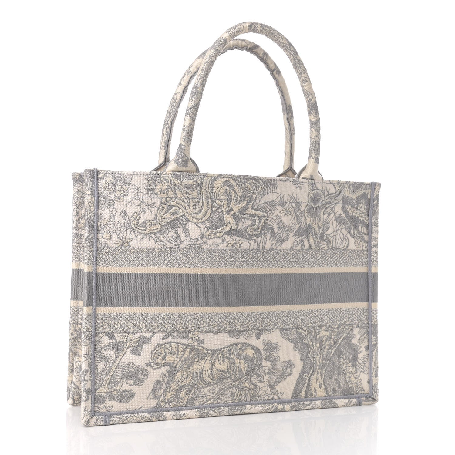Christian Dior Canvas Embroidered Medium Dioriviera Toile De Jouy Book Tote Gray 3 of 9