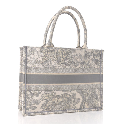 Christian Dior Canvas Embroidered Medium Dioriviera Toile De Jouy Book Tote Gray 3 of 9