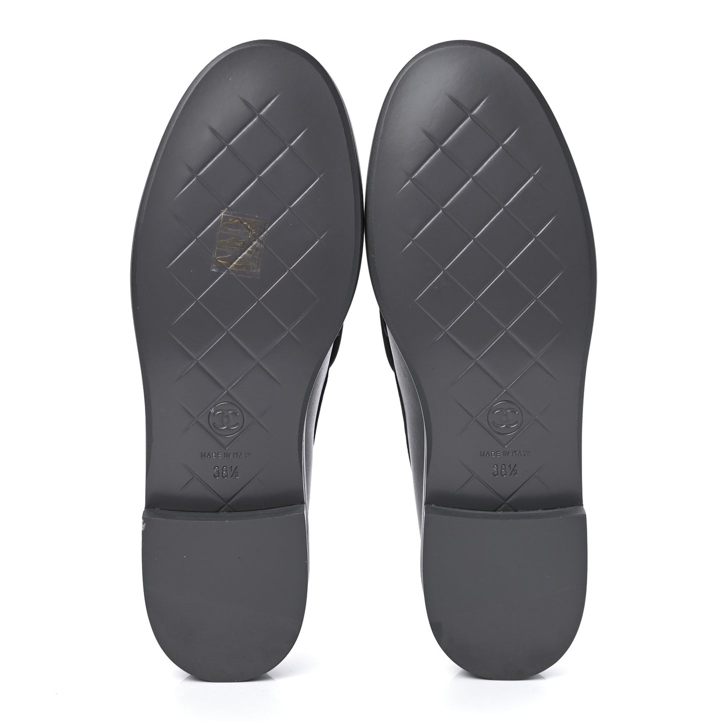 Lambskin Quilted CC Turnlock Moccasins 38.5 Grey