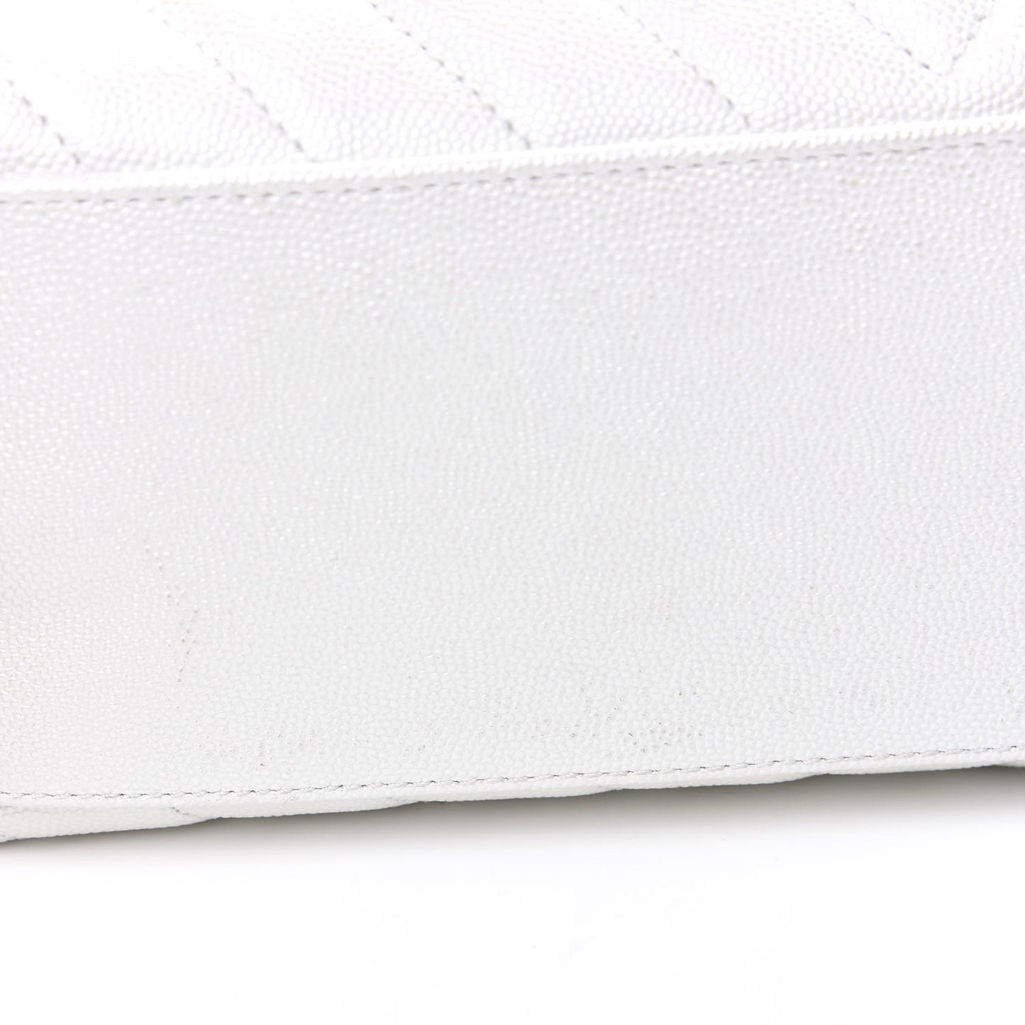 Iridescent Caviar Chevron Quilted Small Coco Handle Flap White