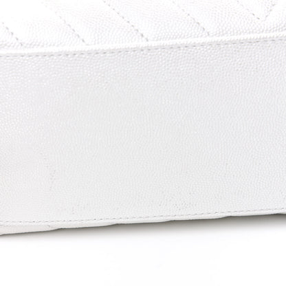Chanel Iridescent Caviar Chevron Quilted Small Coco Handle Flap White 9 of 10