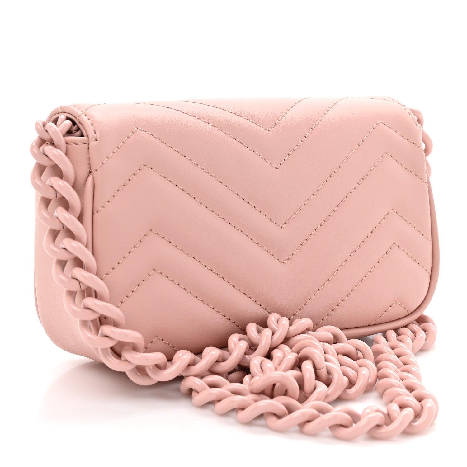 Gucci Calfskin Matelasse Monochrome GG Marmont Chain Belt Bag Perfect Pink 3 of 11
