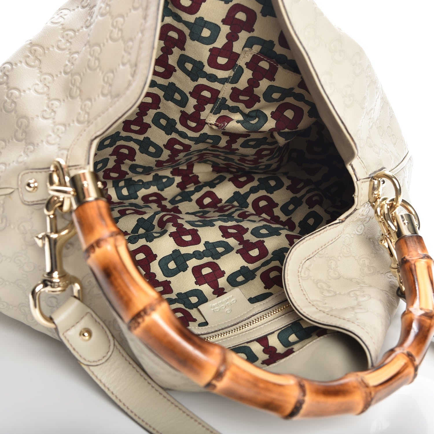Gucci Guccissima Peggy Bamboo Top Handle Bag Ivory 6 of 13