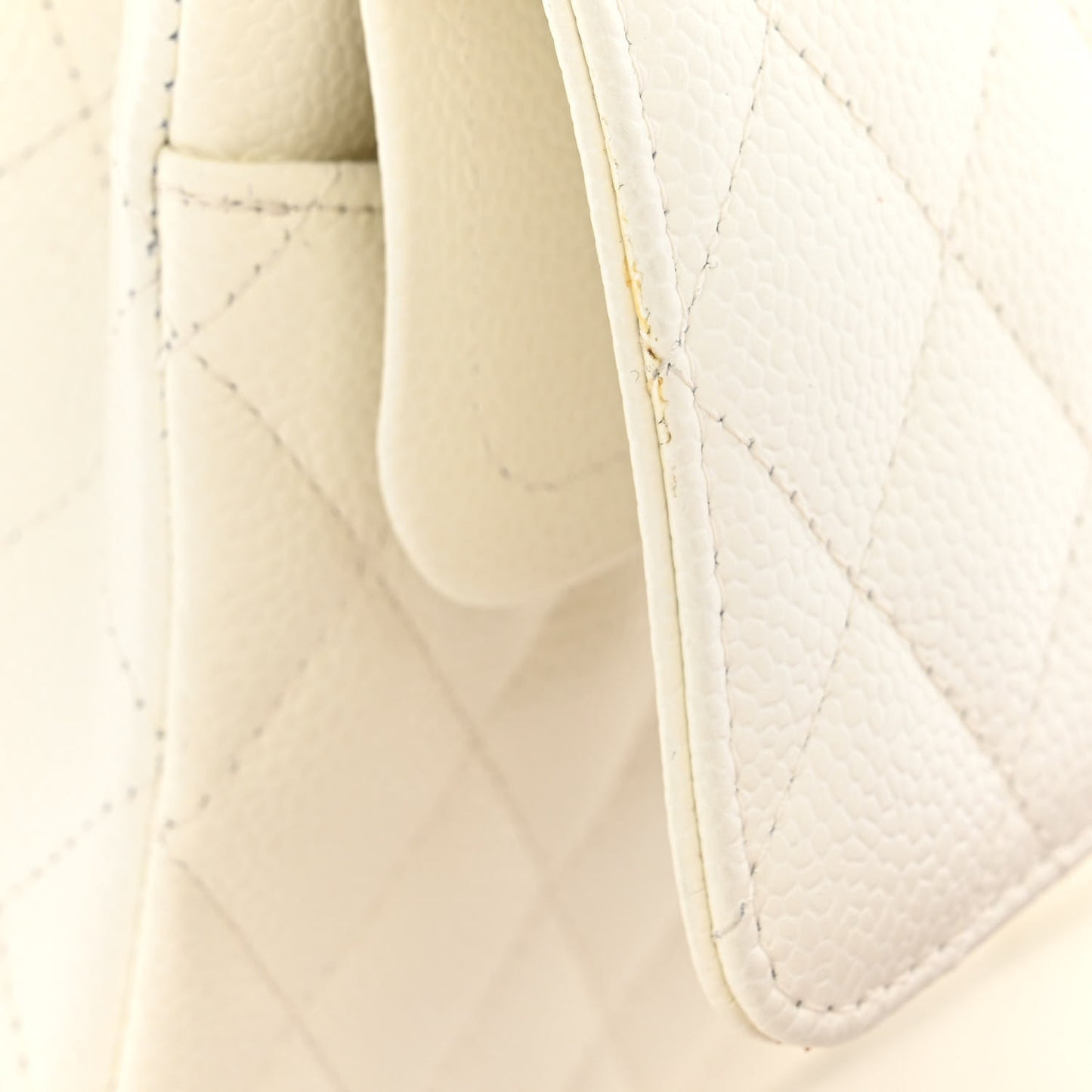 Caviar Quilted Medium Double Flap White