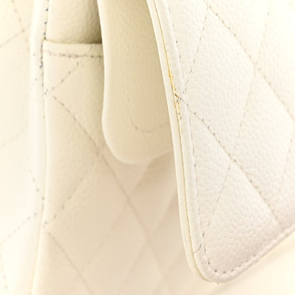 Chanel Caviar Quilted Medium Double Flap White 12 of 17