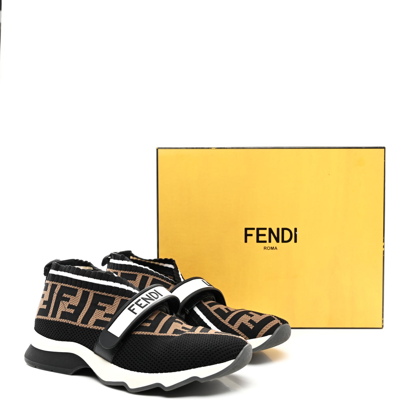 Stretch Yarn FF Stiff Band Rockoko Sneakers 38 Black White Tobacco