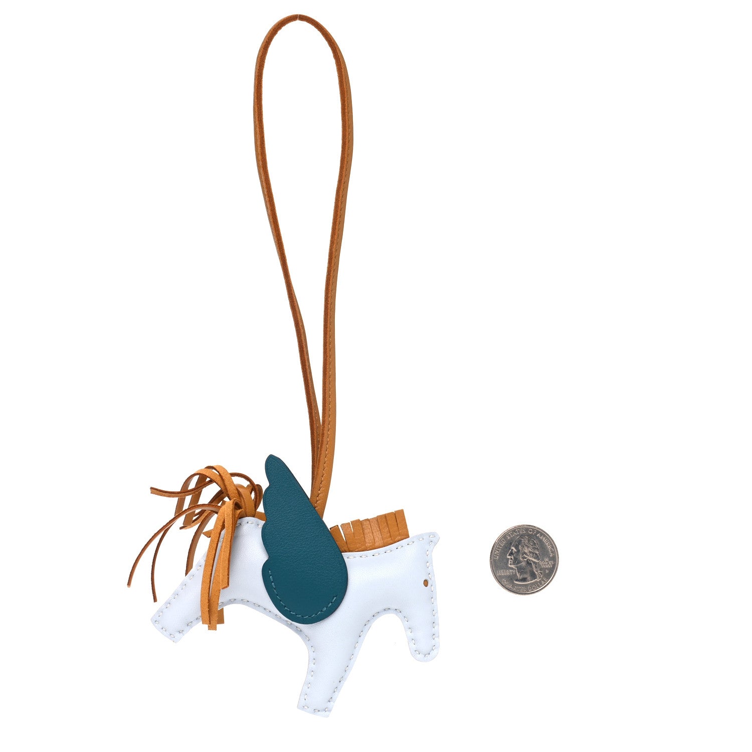 Hermes Milo Lambskin Grigri Rodeo Pegase Horse Bag Charm PM Bleu Brume Sesame Vert Bosphore 2 of 4