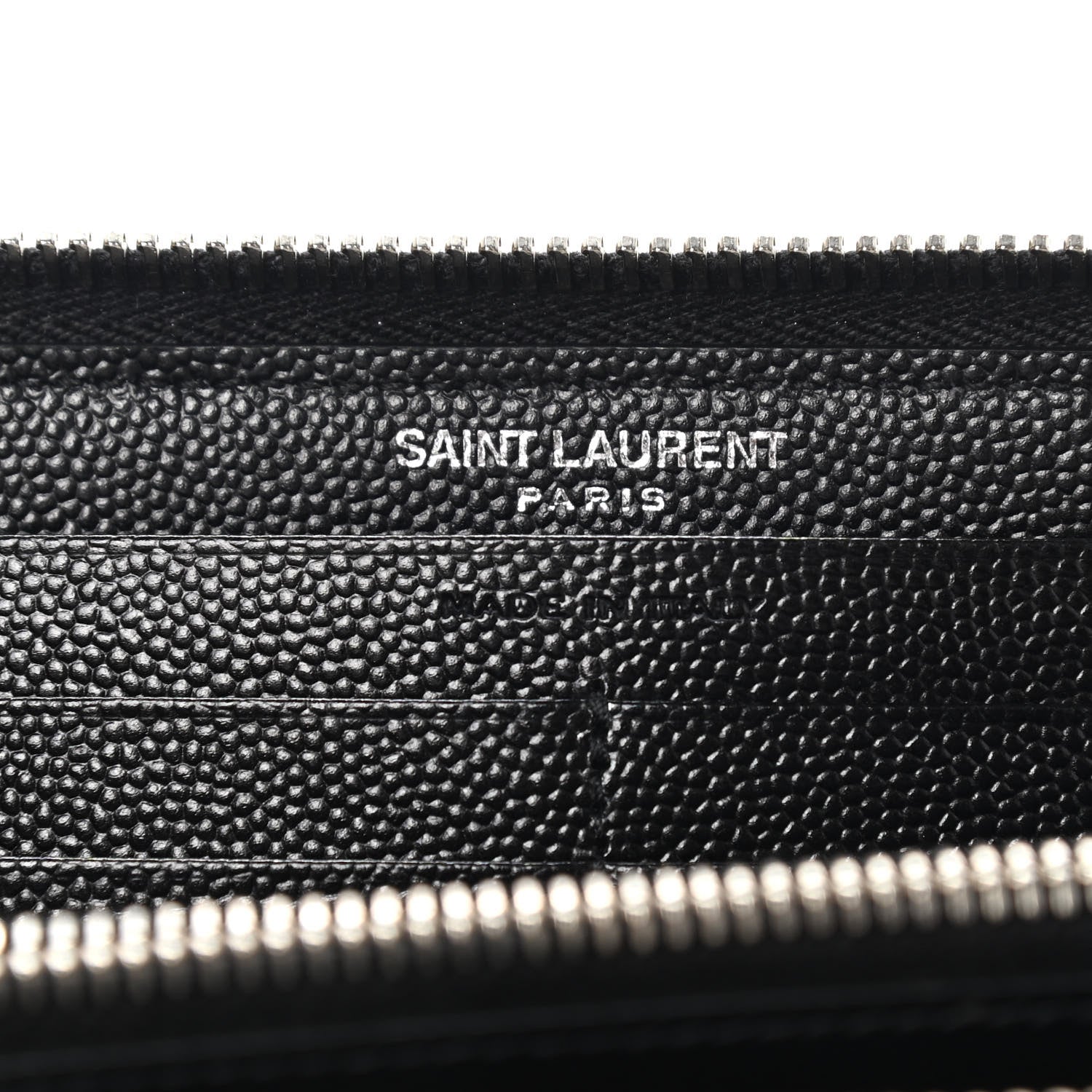 Saint Laurent Grain De Poudre Matelasse Chevron Monogram Zip Around Wallet Black 6 of 10