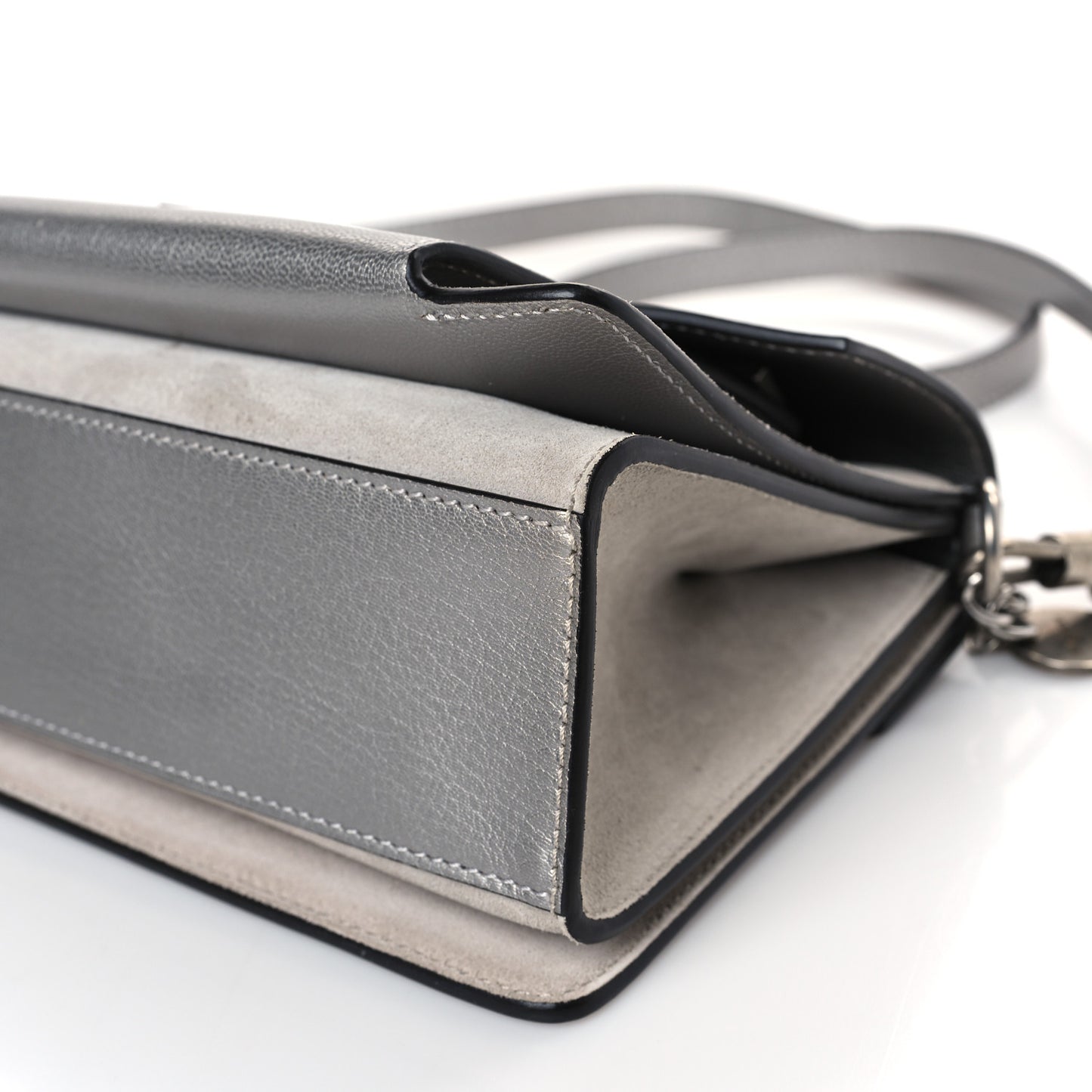 Calfskin Suede Small GV3 Shoulder Bag Silver