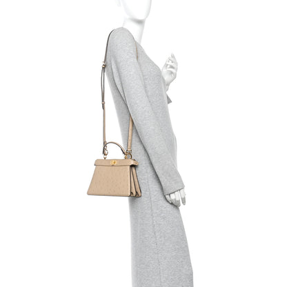 Fendi Ostrich Shiny Nappa Petite Peekaboo I SEE U Satchel Sasso 2 of 9