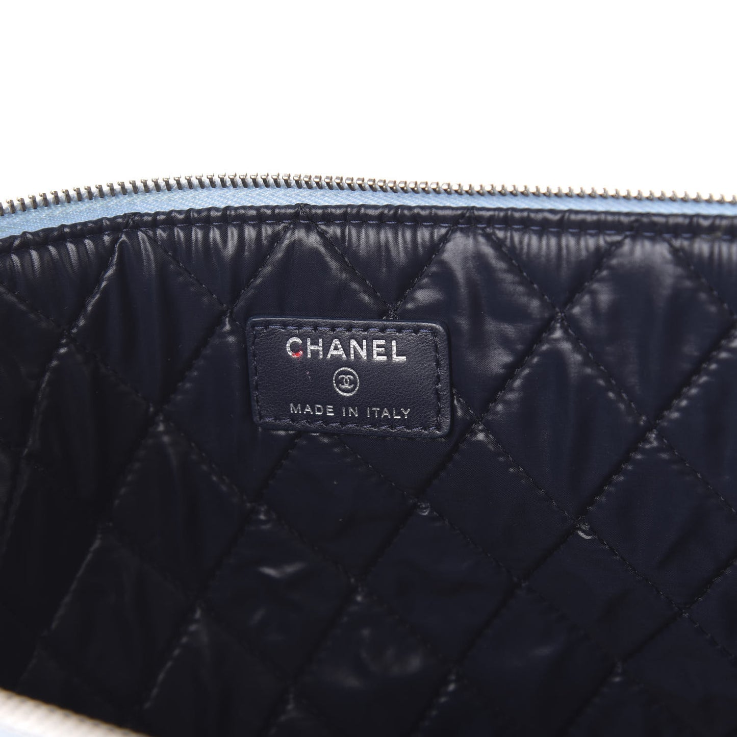 Lambskin Large Airline Zipper Cosmetic Case Blue Black Red