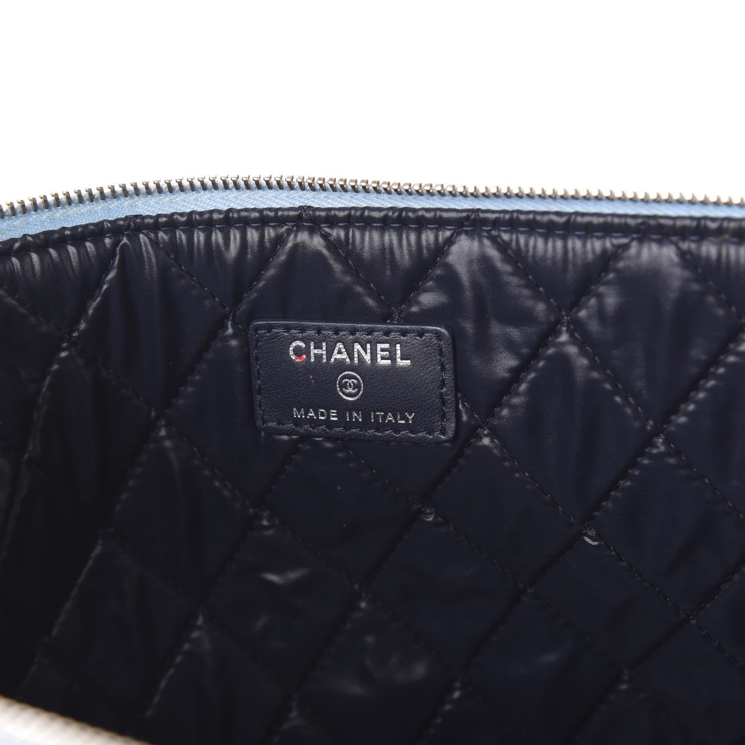 Chanel Lambskin Large Airline Zipper Cosmetic Case Blue Black Red 8 of 10