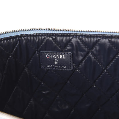 Chanel Lambskin Large Airline Zipper Cosmetic Case Blue Black Red 8 of 10