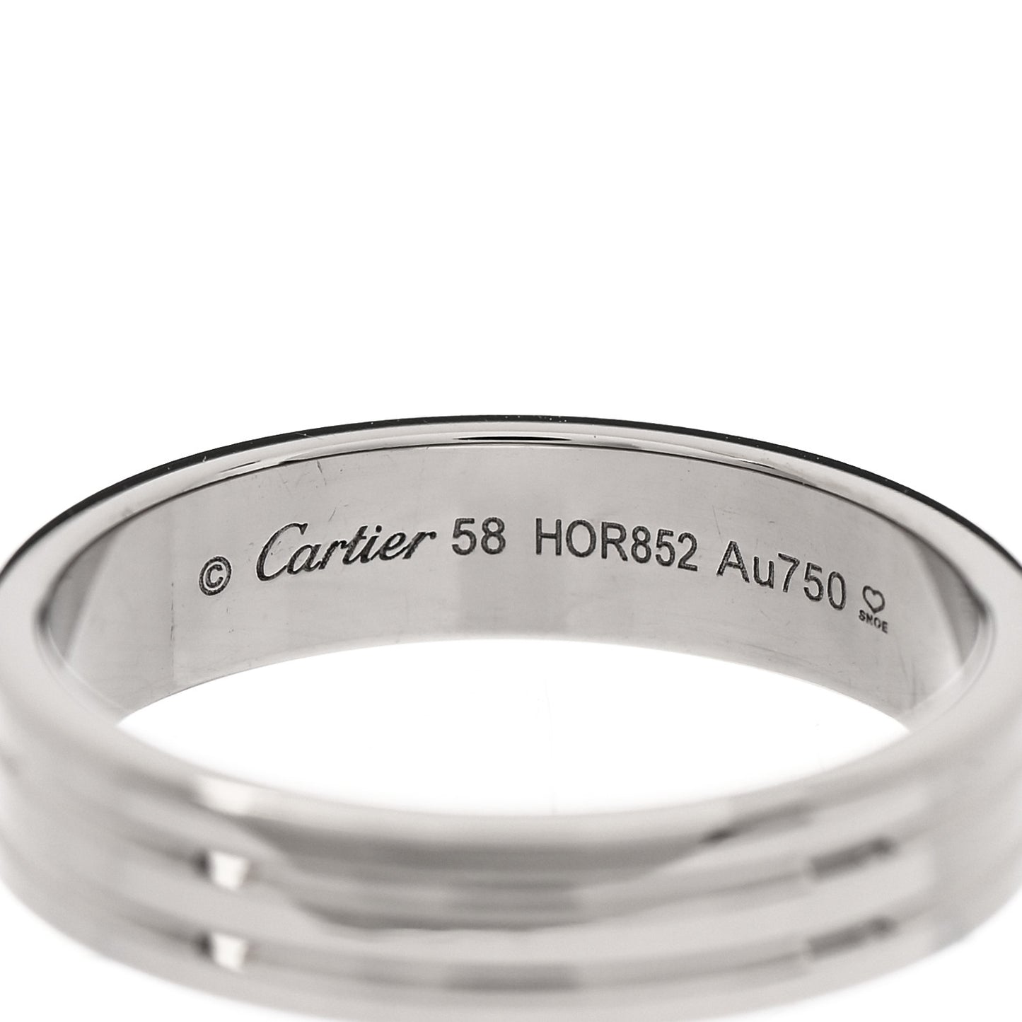 18K White Gold 4.8mm Vendome Louis Cartier Wedding Band Ring 58 8.5