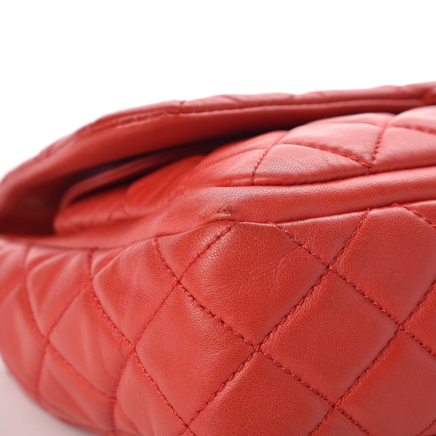 Lambskin Quilted Large Now and Forever Flap Red