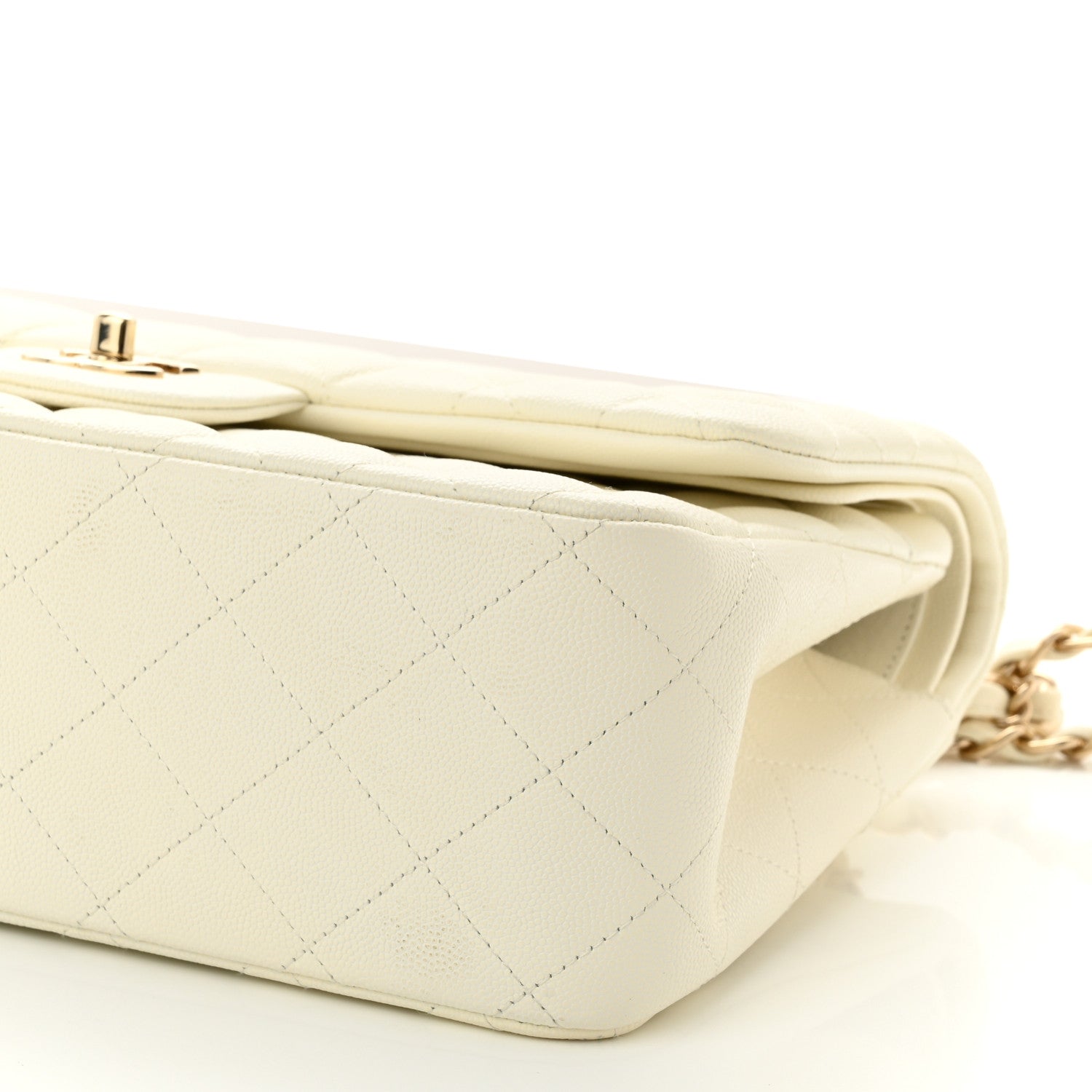 Chanel Caviar Quilted Jumbo Double Flap White 10 of 10