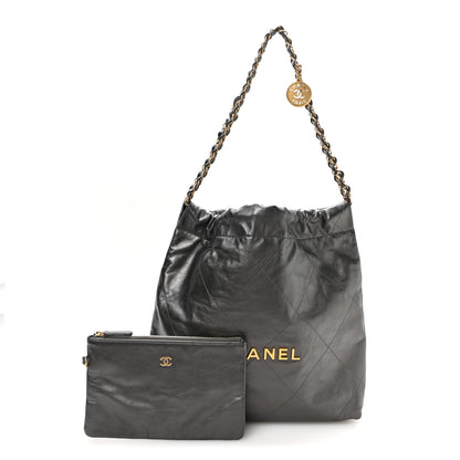 Chanel Metallic Calfskin Quilted Small Chanel 22 Ruthenium 3 of 11