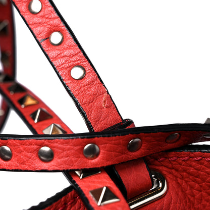 Valentino Garavani Pebbled Calfskin Medium Rockstud Tote Deep Coral 15 of 15