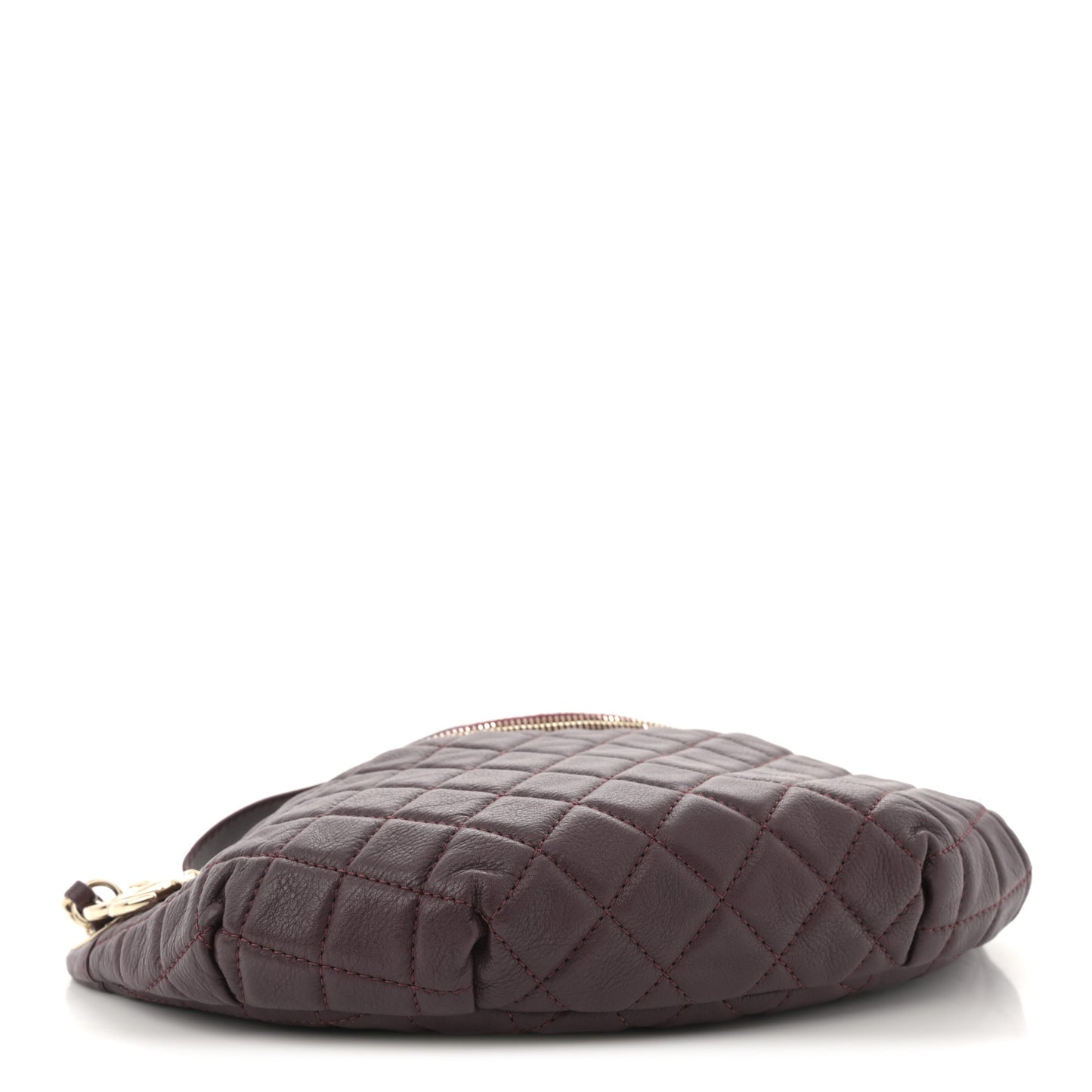 Calfskin Quilted Banane Waist Bag Fanny Pack Burgundy