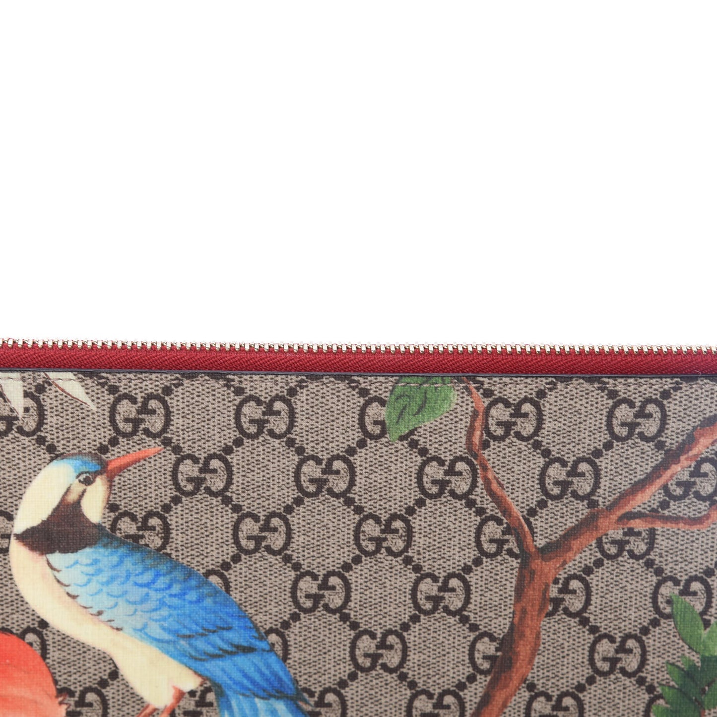 GG Supreme Monogram Tian Large Zip Pouch Beige Multicolor Red