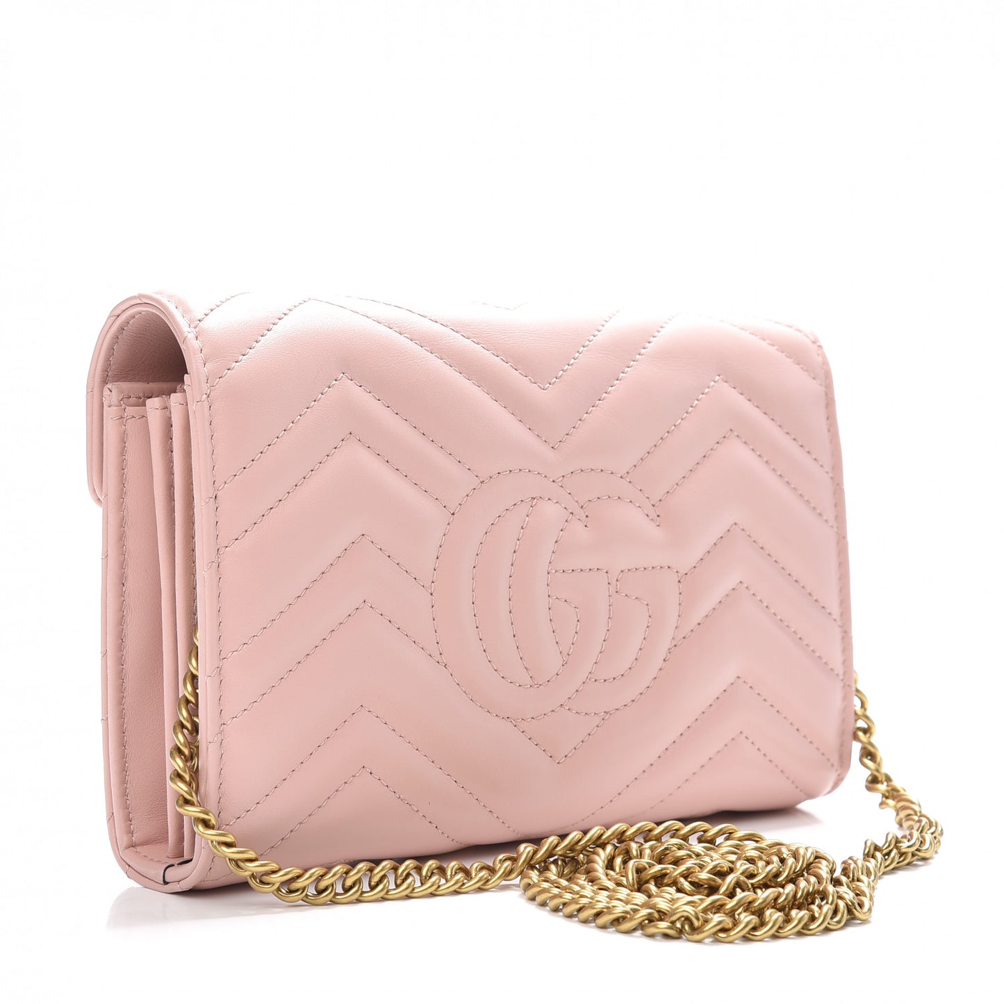 Calfskin Matelasse GG Marmont Chain Wallet Perfect Pink