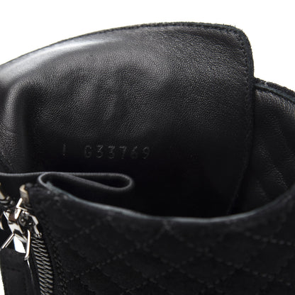 Chanel Suede Quilted CC Lace Up Combat Boots 41 Black 8 of 8