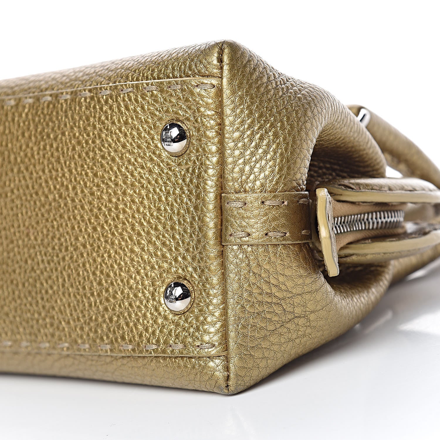 Fendi Calfskin Romano Selleria Mini Adele 1328 Bag Gold 8 of 9