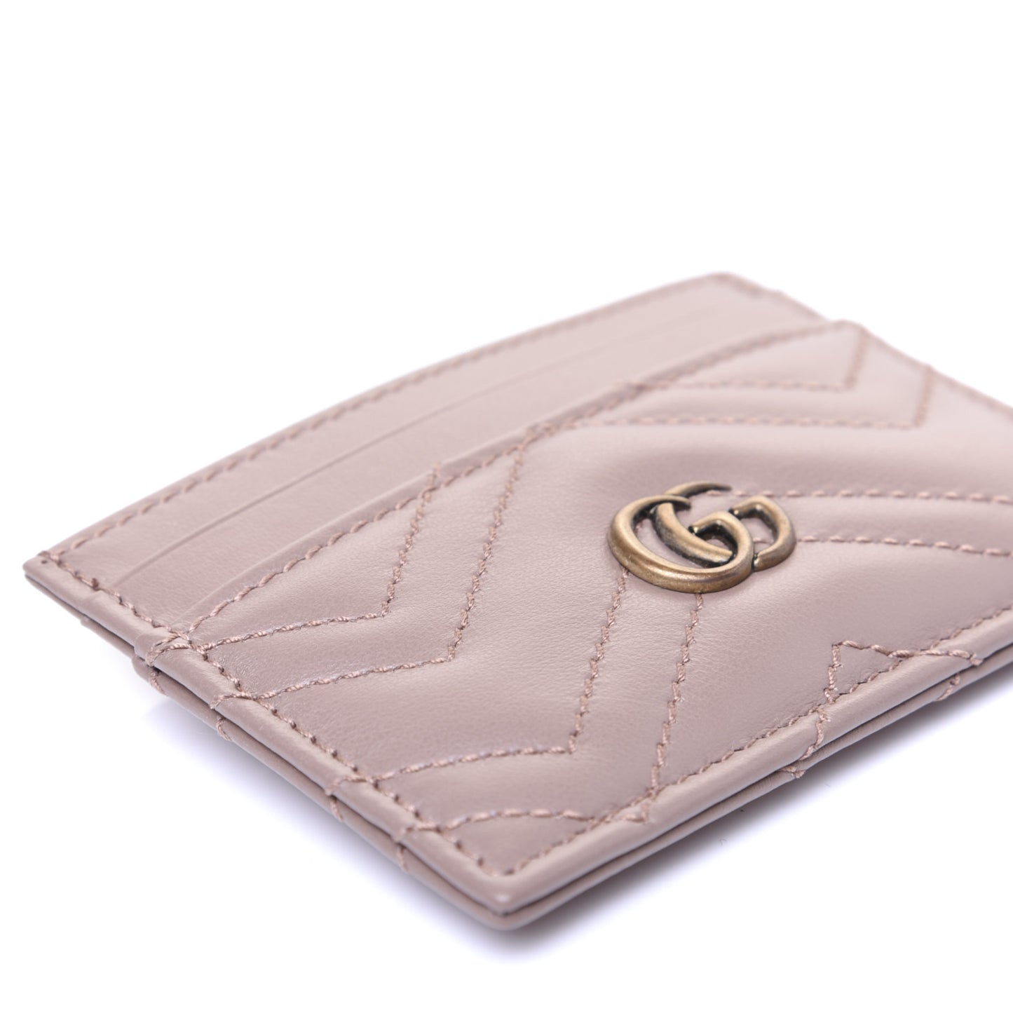 Calfskin Matelasse GG Marmont Card Holder Porcelain Rose