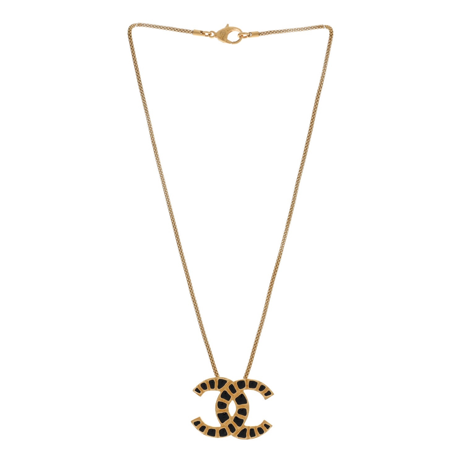 Chanel Resin Along The Nile CC Pendant Necklace Gold Black 3 of 4