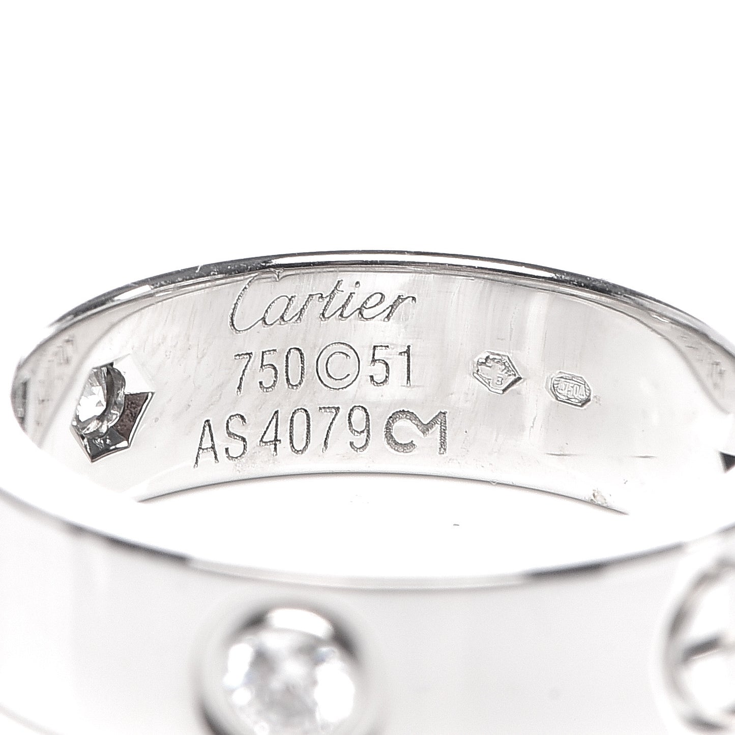 18K White Gold 3 Diamond 5.5mm LOVE Ring 51 5.75