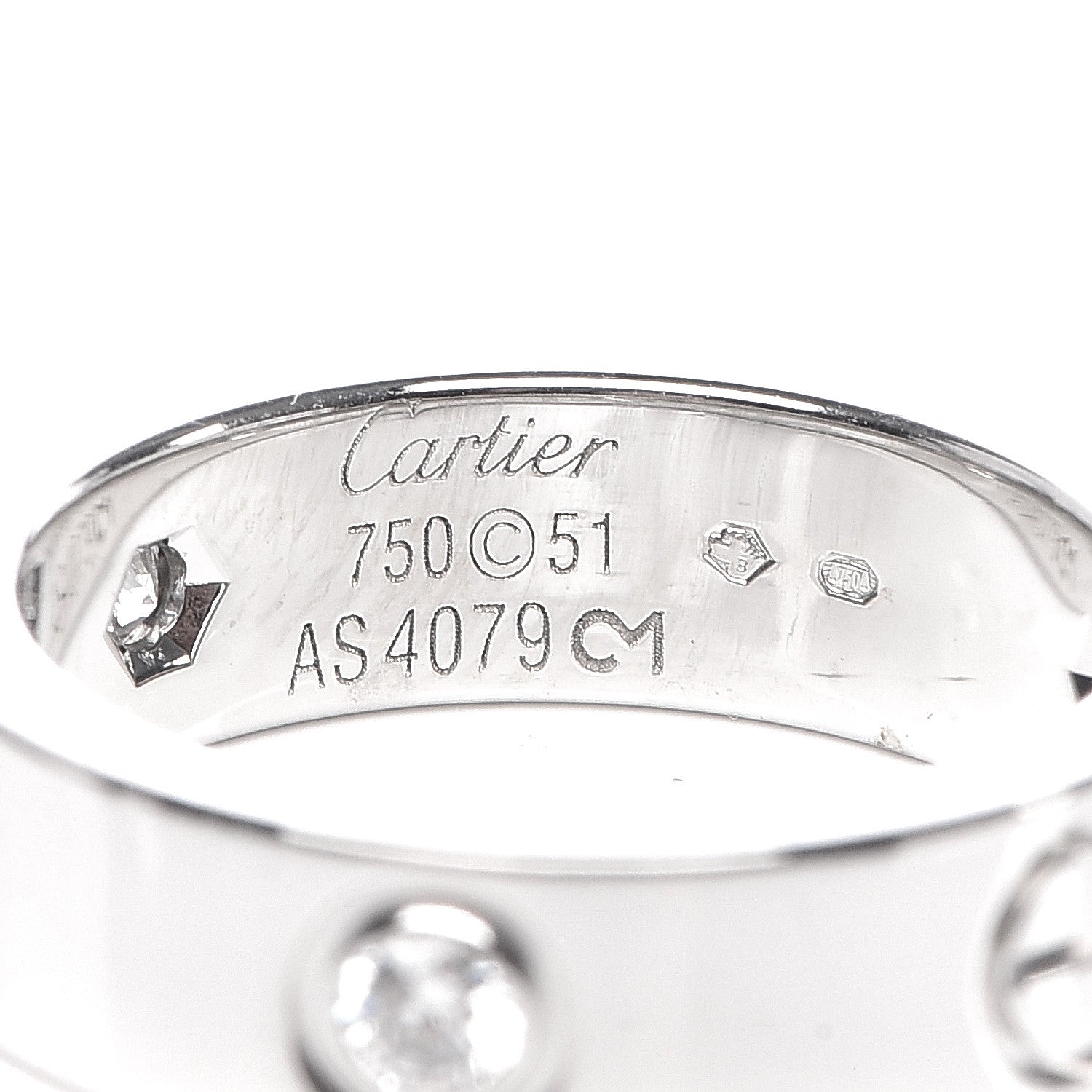 Cartier 18K White Gold 3 Diamond 5.5mm LOVE Ring 51 5.75 4 of 4