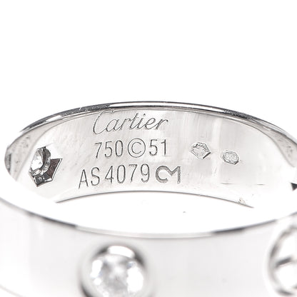 Cartier 18K White Gold 3 Diamond 5.5mm LOVE Ring 51 5.75 4 of 4